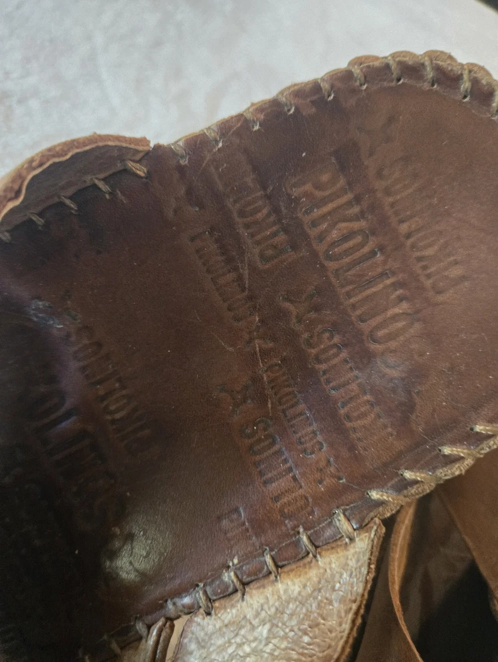 PIKOLINOS Tan Brown Leather Woven Cross-Strap Sandals Size 42/8.5